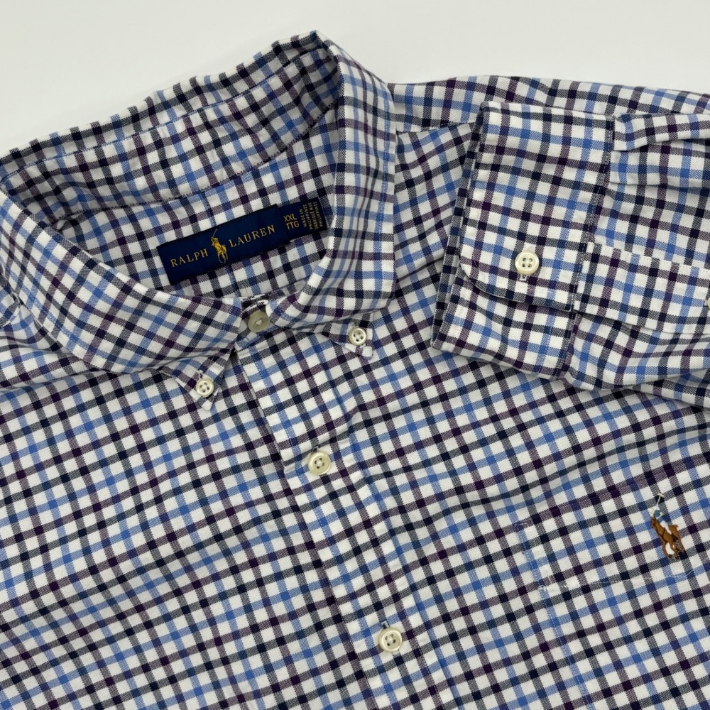 Ralph Lauren Mens XXL Checkered Button Down Shirt Long‎ Sleeve Casual